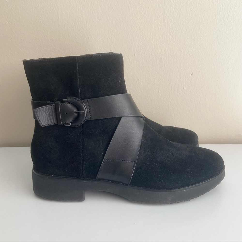 Fitflop Mona Suede Buckle Ankle Boot Women’s Size 8 Black - Picture 4 of 13